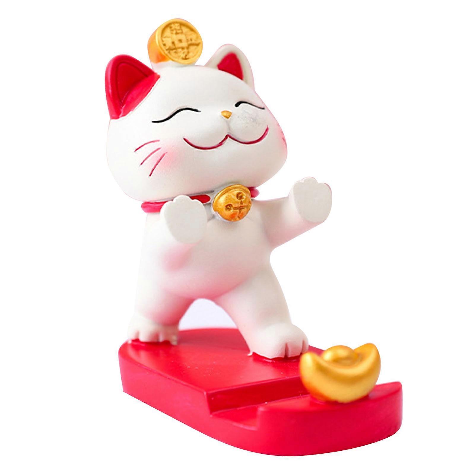 Desk Phone Stand Fortune Cat Strong Resin Light Portable Decorative Phone Holder Stand For Home Tabletop Office Type 2