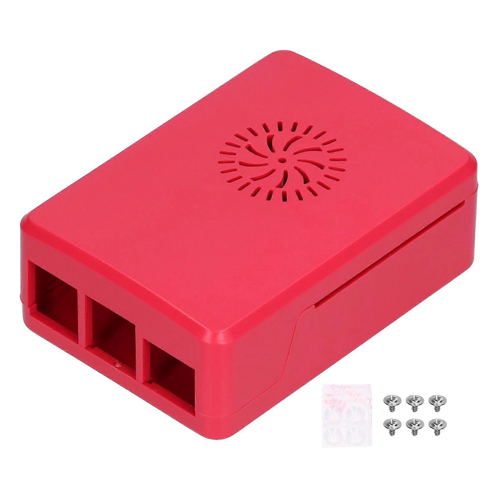 Raspberry Pi 4B ABSシェルヒートシンク用ケースシンプルな取り外し可能なトップカバー保護エンクロージャレッド