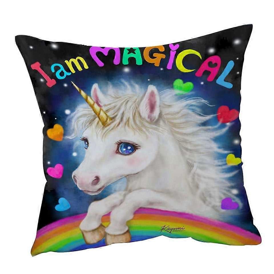 Colorful Fantasy I am Magical Unicorn Cushion Cover