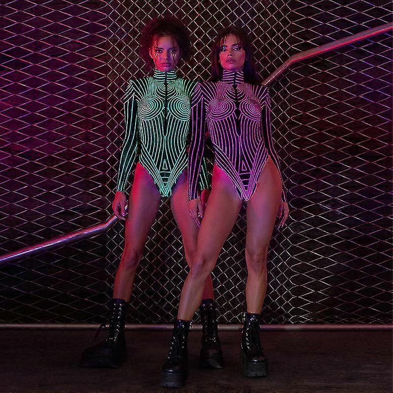 Uv Reaktif Neon Bodysuit - Cadılar Bayramı ve Noel Partileri İçin İdeal