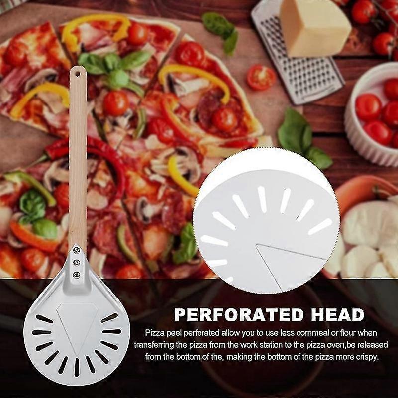 7 pouces en aluminium perforé pelle à pizza en métal rond pizza paddle non en bois poignée à pizza spatule à pizza