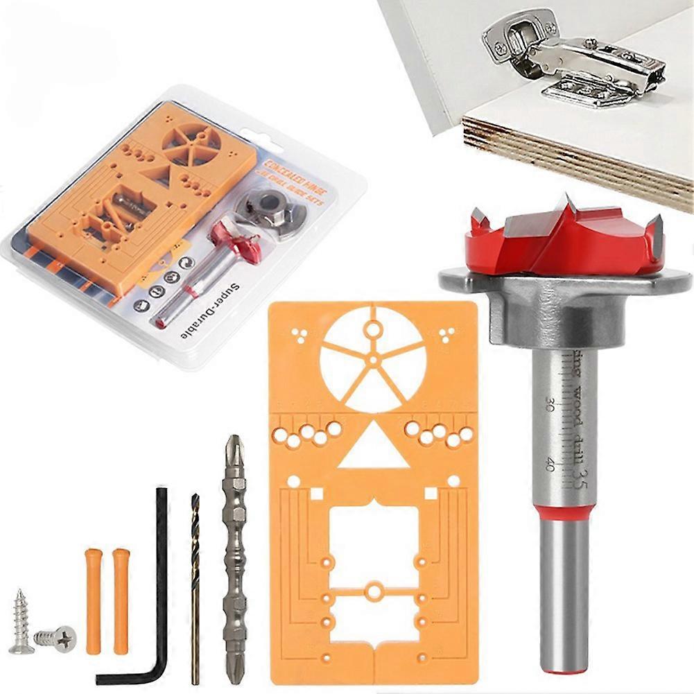 35mm Hinge Hole Drilling Guide Locator Set Adjustable Jig Drill Bit Woodworking Door Hole Opener Formwork Cabinet Instal Tool