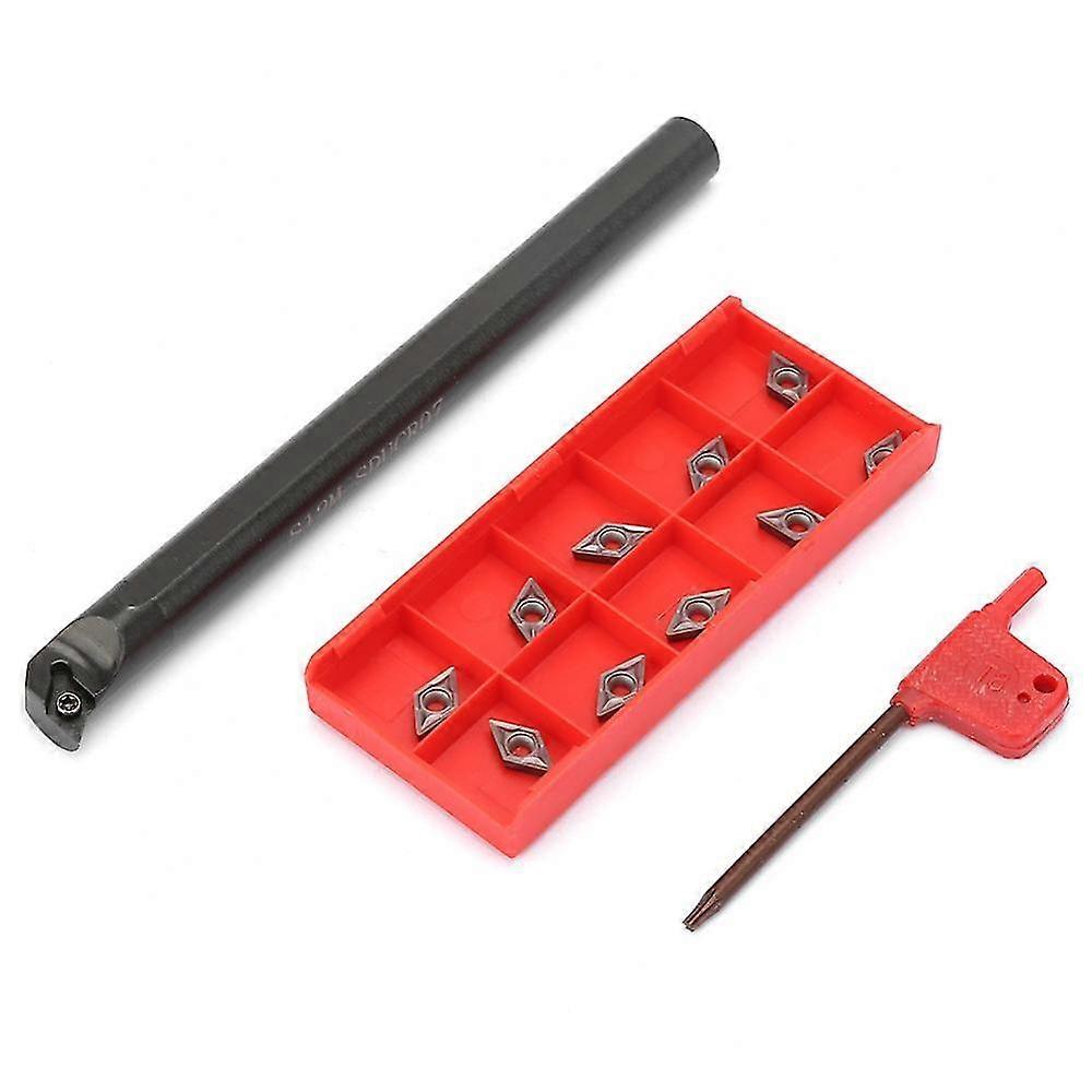 Lathe Grooving Turning Tool Holder with 10pcs Carbide Inserts and Wrench