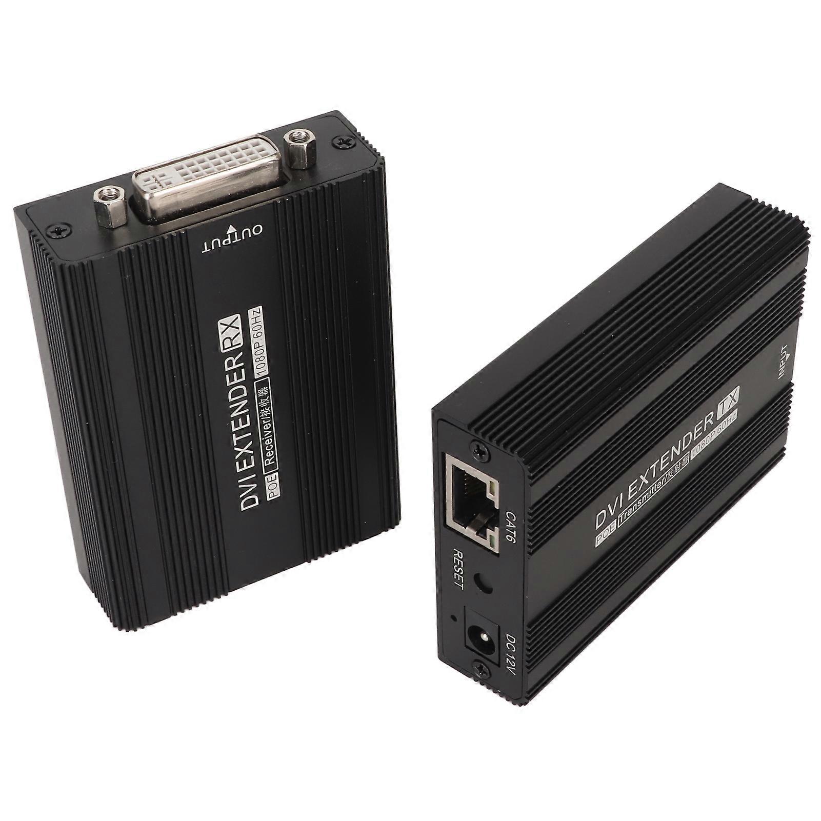 DVI Extender 1920x1080P At 60HZ POE Single Power Supply Plug and Play Video Extender 100240V EU Plug