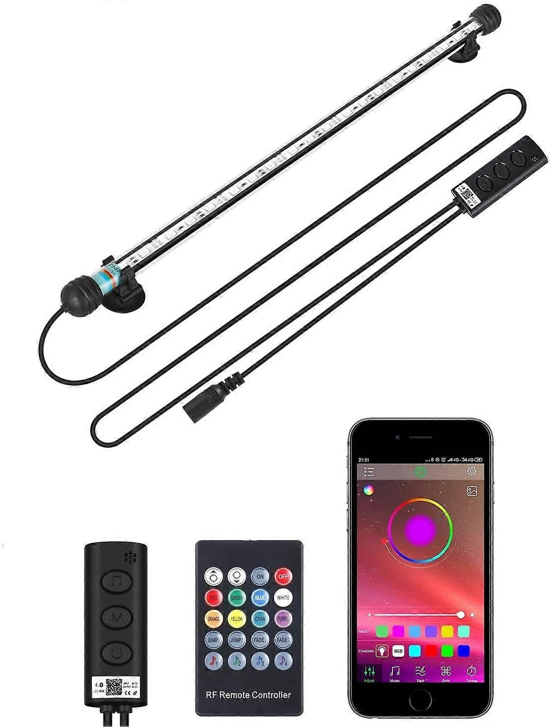 LED Aquarium Light,LED Fish Tank Light with Remote Controller+ APP Control (15''/38cm)