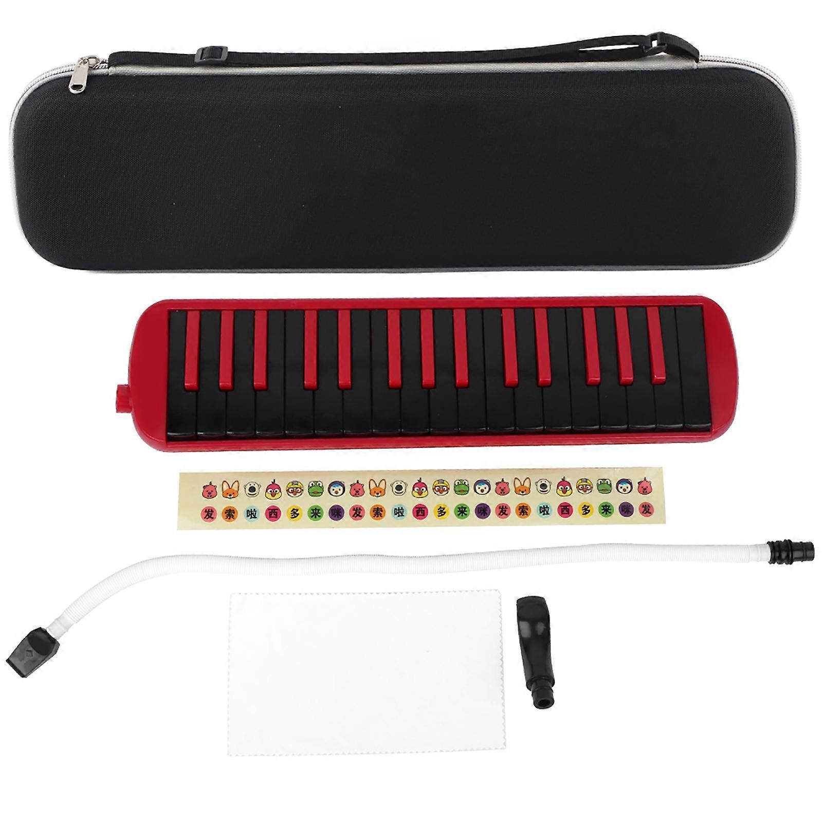 Melodica 32 Key Wind Musical Instrument Suitable for Beginner Practice Bag F32s(Rouge )