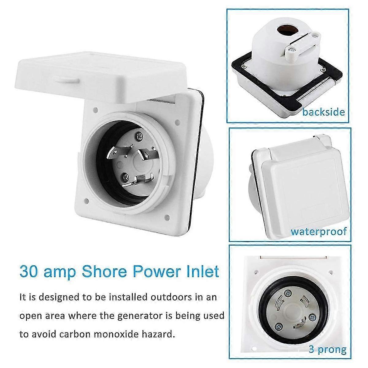 30AMP RV Power Inlet Outlet Shore Power Kit W/Boot Cord Protector 125V ...