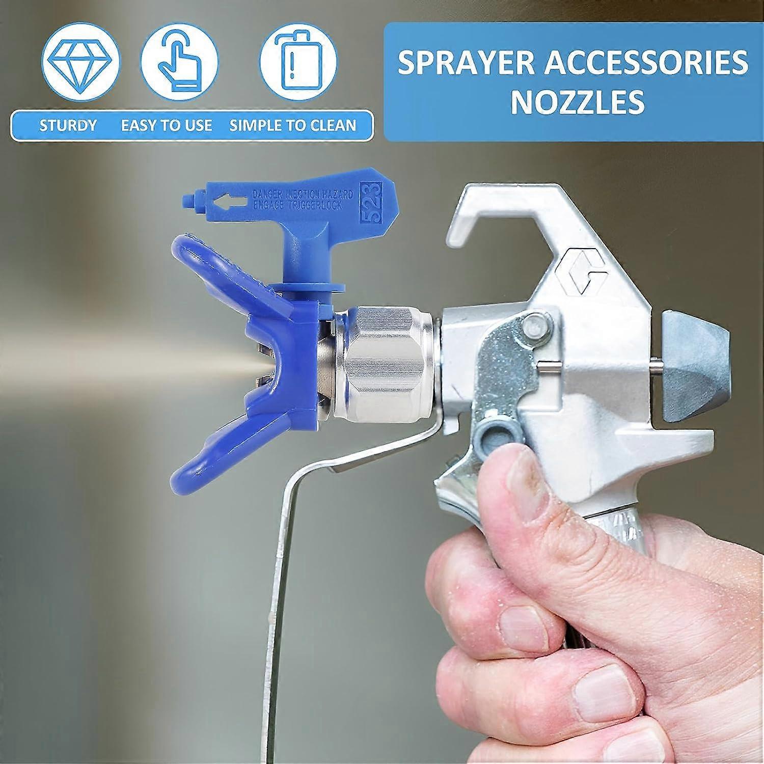 21pcs Airless Paint Sprayer Gun Accessoire Set met 13pcs Omkeerbare Spray Tips, 4pcs 30CM Paint Sprayer Extension Wand, 2pcs Nozzle Tip Guards, Airless Paint Spray Gun Draaibare Joint en Box