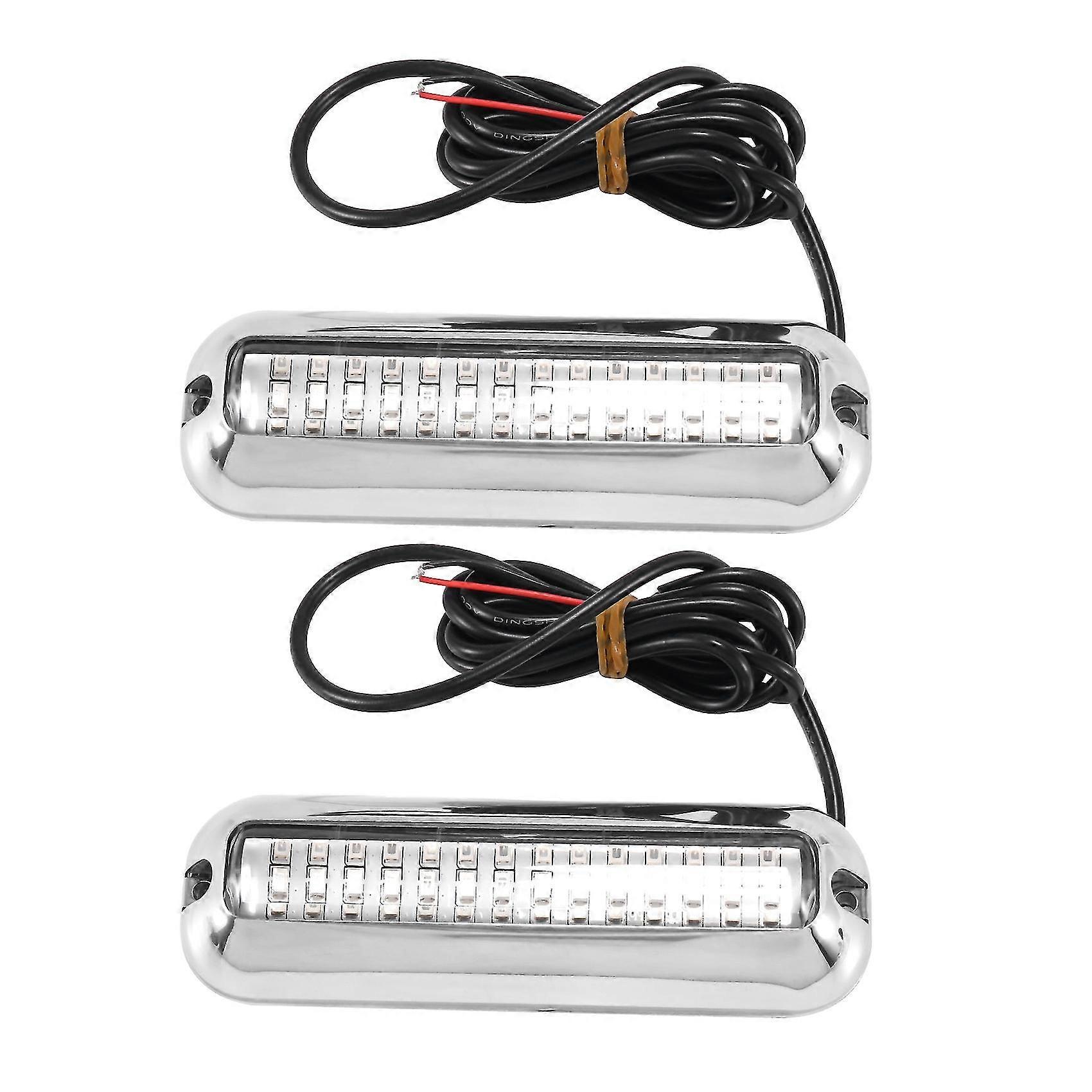 2pcs 42led Boat Drain Light Boat Transom Light Blue Underwater Pontoon Marine Light