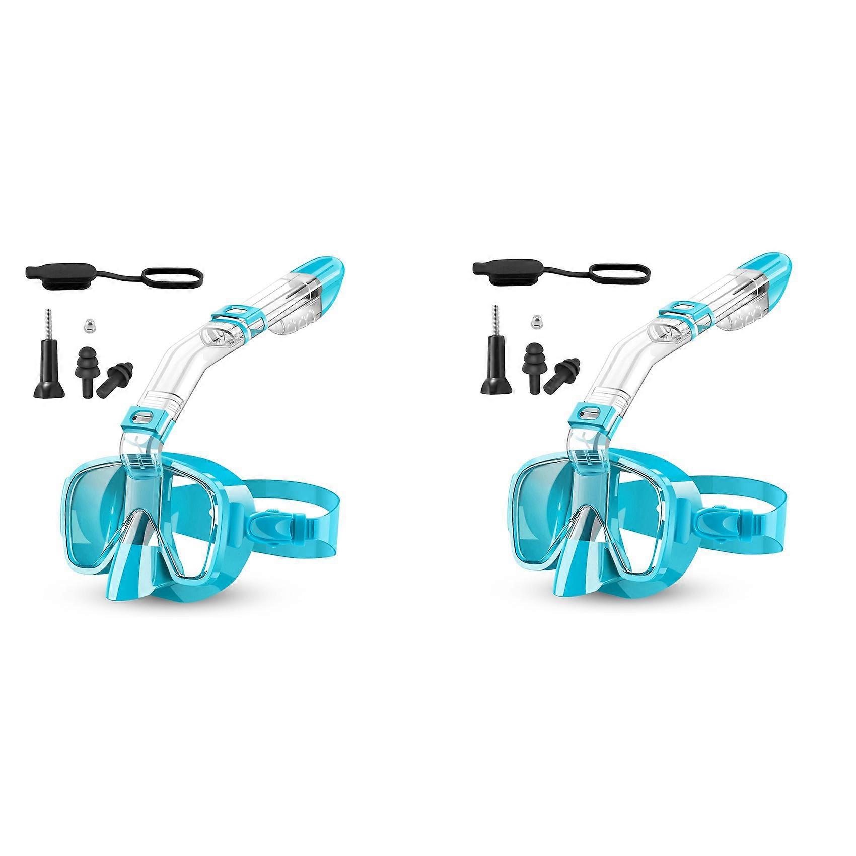 2X Snorkel Mask Foldable Diving Mask Set with Dry and Camera Mount, Anti-Fog Professional Snorkelin