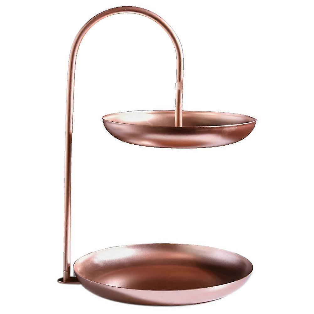 Metal Double-layer Fruit Tray Cake Rack Makeup Storage Box,rose Gold