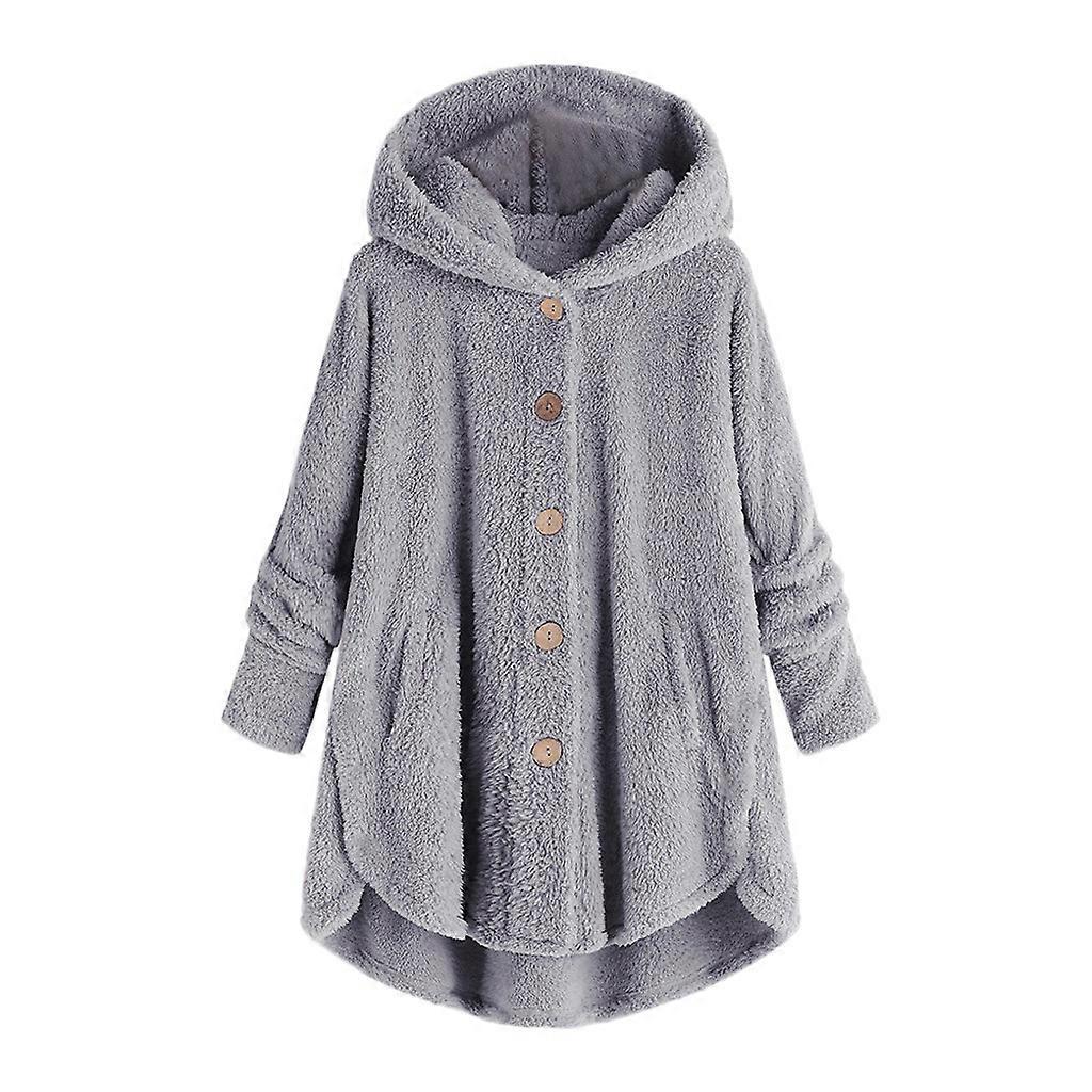 Women\'s Medium Length Plush Coat Soft Loose Hooded Jacket for Autumn and Winter