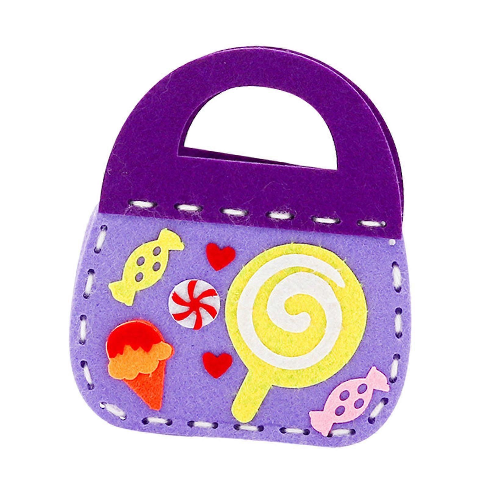 Děti Netkaná taška Šicí sada Roztomilé novinky Doplňky na výrobu peněženek Candy fialová