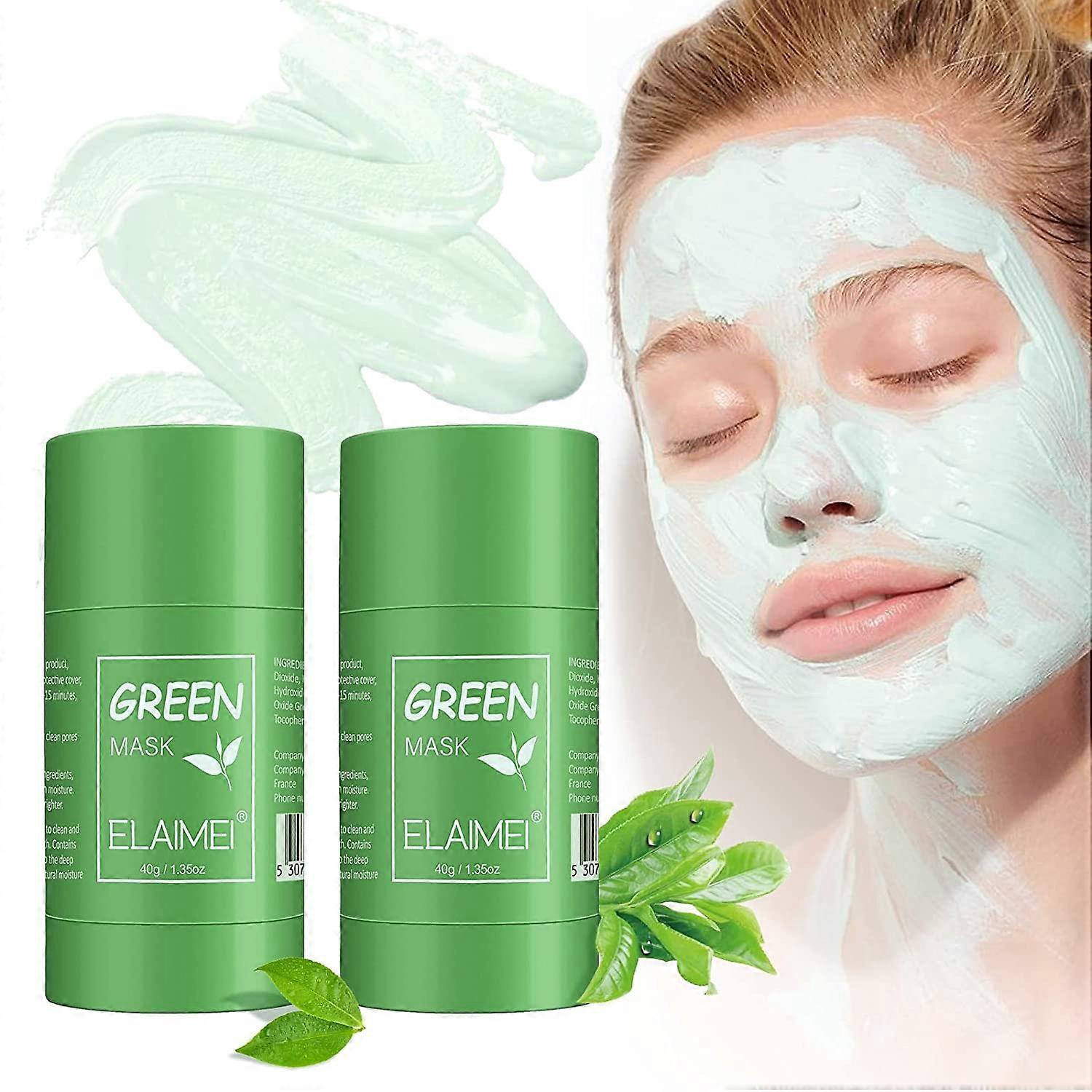 Green Tea Mask Stick 2PCS Deep Clean Pore Mask Green Tea Purifying Clay Stick Mask Purifying Clay Stick Mask for Face Moisturizer Oil Control blackhea