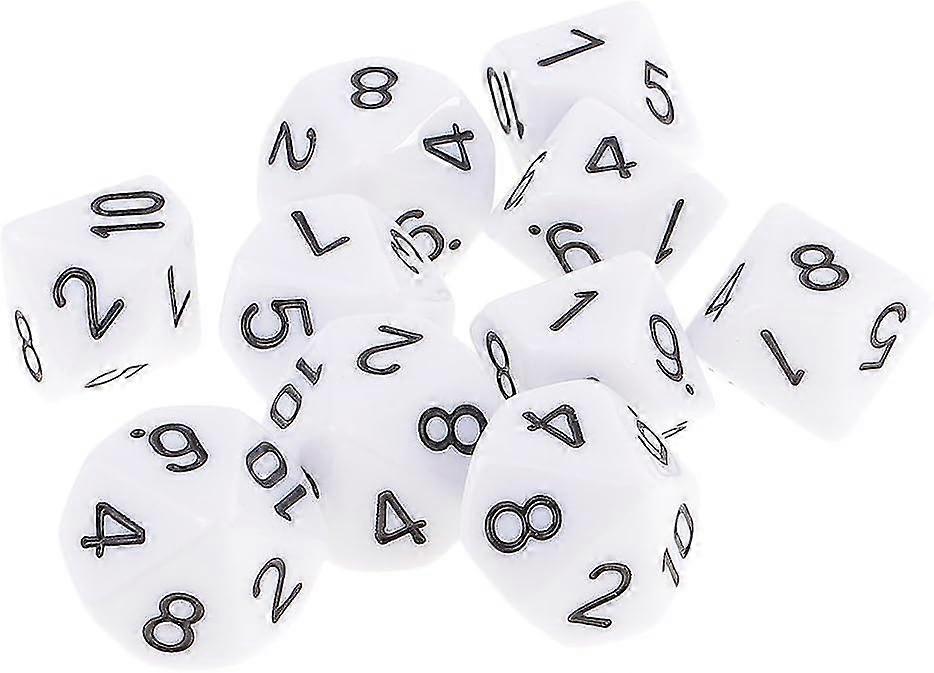 10pcs 10 Sided D10 Polyhedral For And Playing Games Gift White