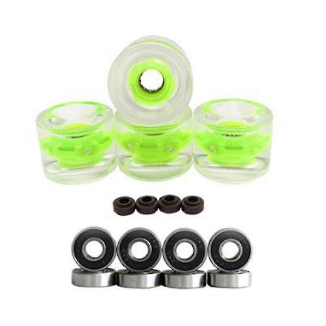 4 Pcs Flash Skateboard Wheels Durable Pu Skate Wheels Super,green