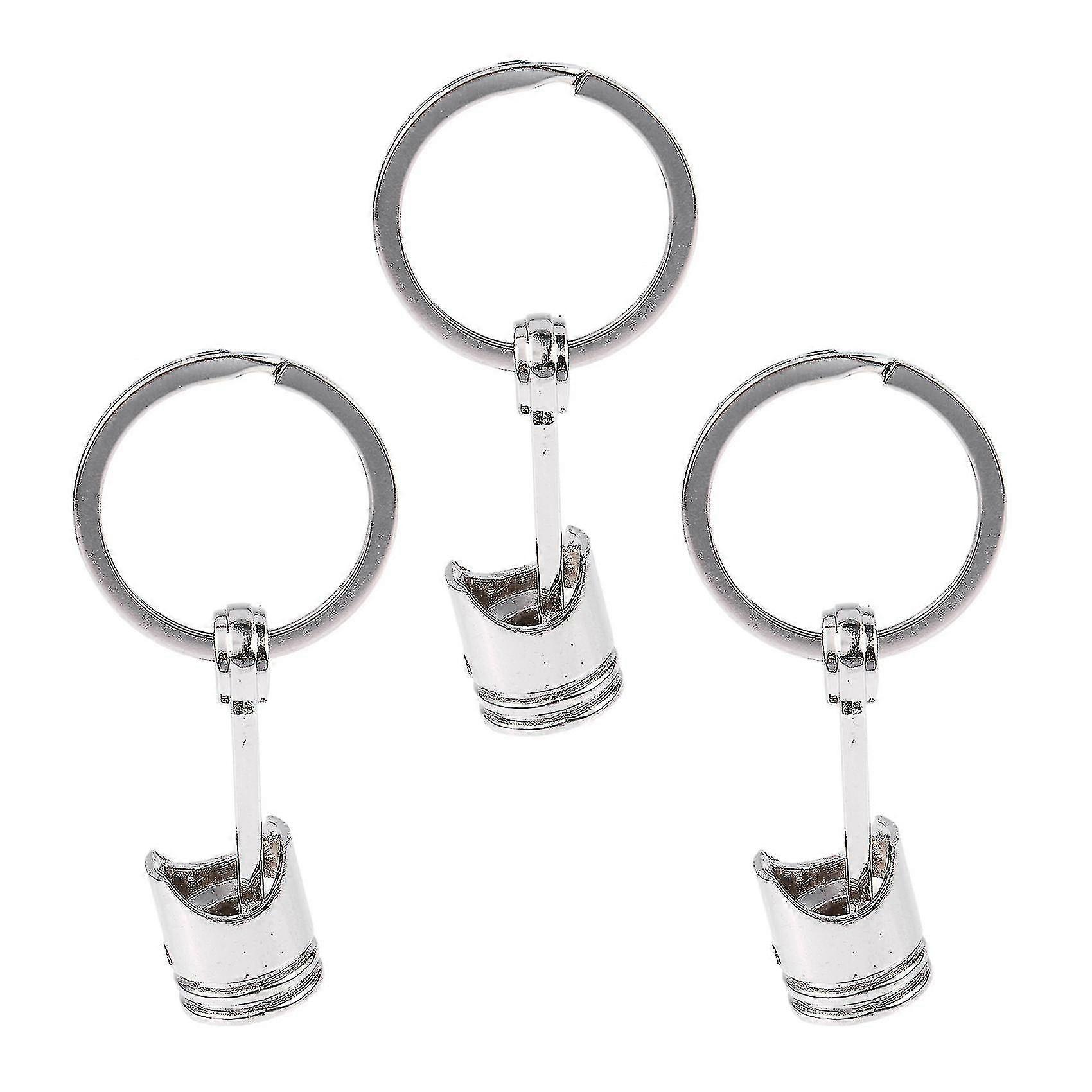 Trendy Car Engine Piston Keyring Chain Keychain Key Fob Silver