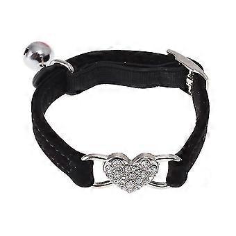 Pile Coating Pet Collar Adjustable Peach Heart Design Personalized Collars For Dog And Cat (black)