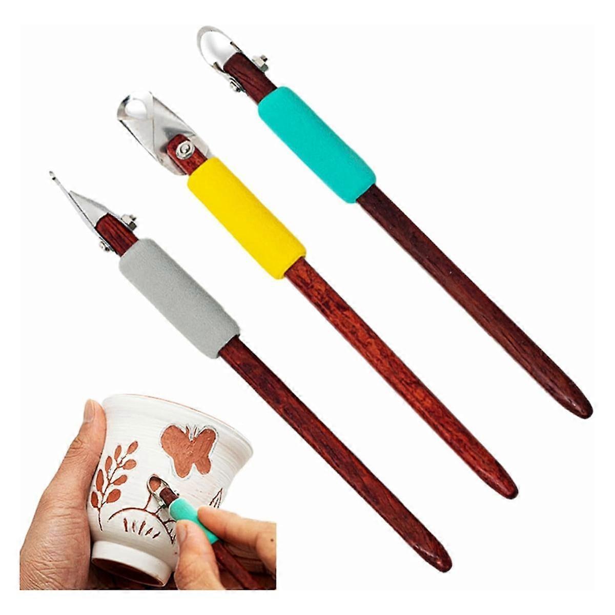 Clay Pottery Sculpting Tools Set Pottery Clay Sculpture Caving Scraper Craft Modelling Tools Yellow