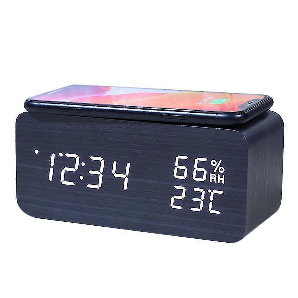 Digital Alarm Clock, Temperature And Humidity Alarm Clock Led Electronic Clock Smartphone Wireless