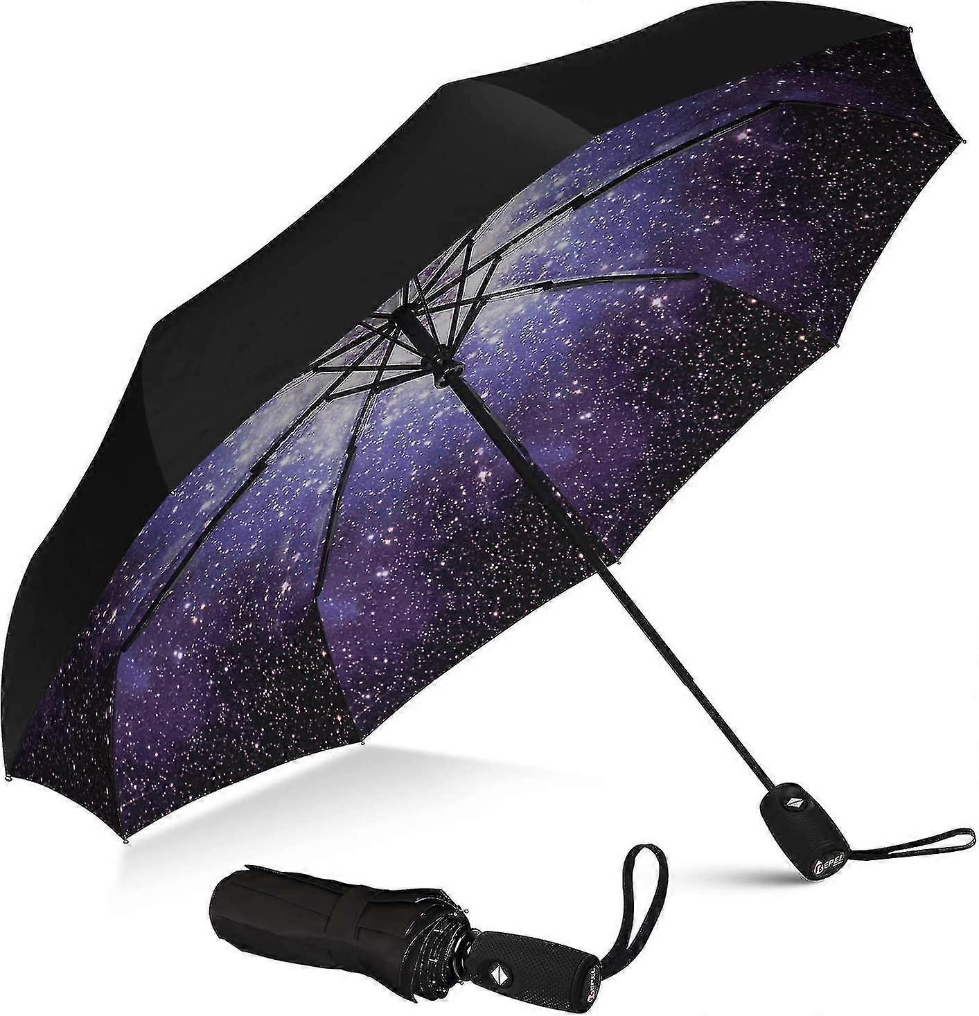 Umbrella Windproof Travel Umbrella - Compact, Light, Automatic, Strong And Portable - Wind Resistant, Small Folding Backpack Umbrella For Rain - Men A