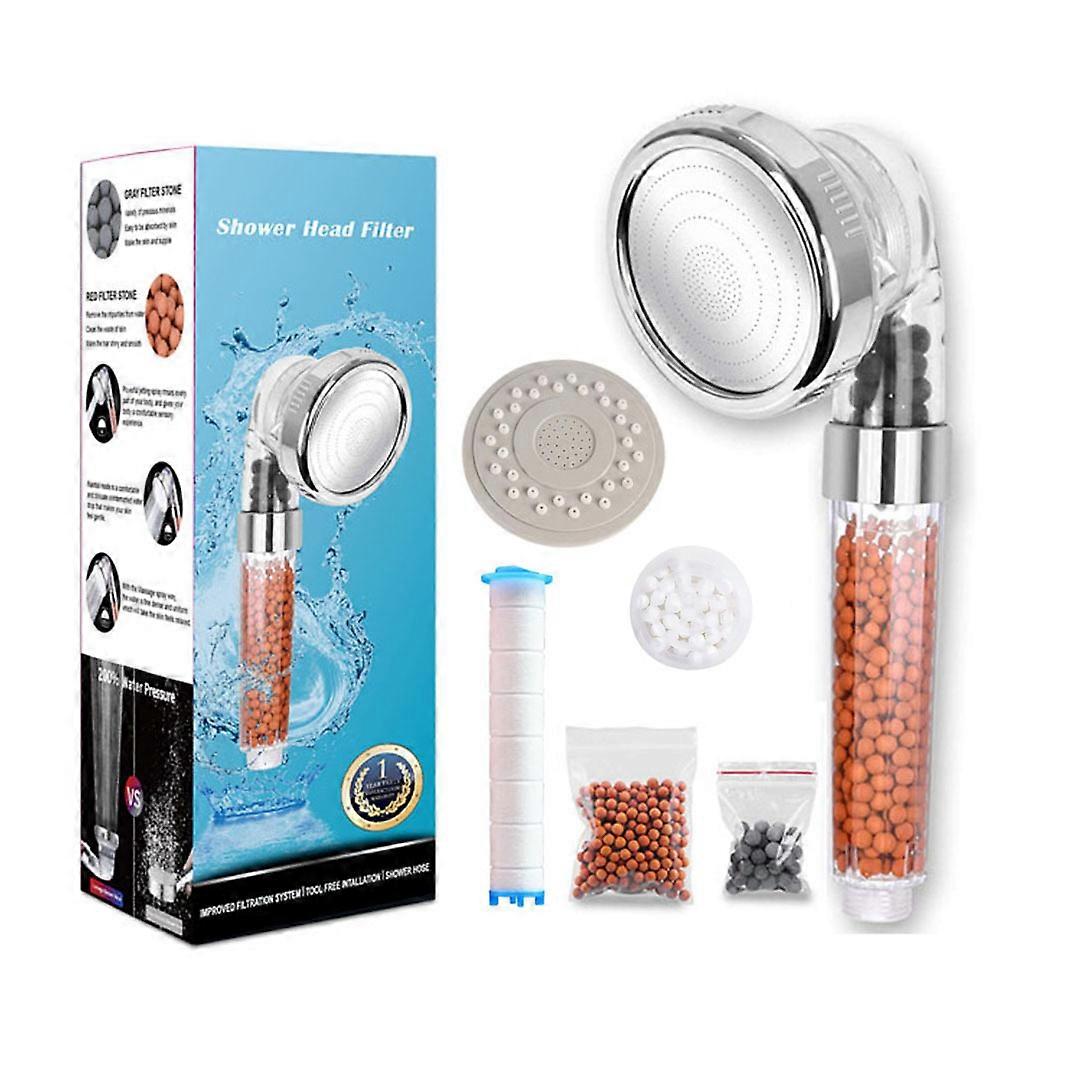 Shower Head, Water Saving Anti-Limescale Shower Head High Pressure Three Level Filter Ion Filter System with Replaceable PP Cotton Filter