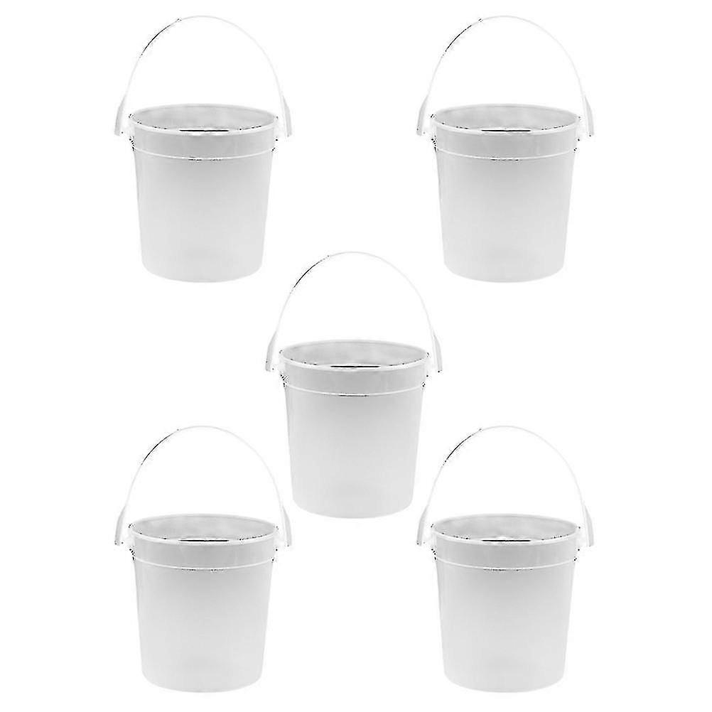 5pcs Round Transparent Bucket Sand Beach Bucket Art Painting Bucket Wash Bucket