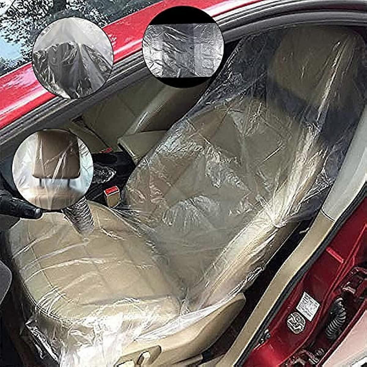 AllRight 100pcs Disposable Car Seat Covers Plastic Transparent Car