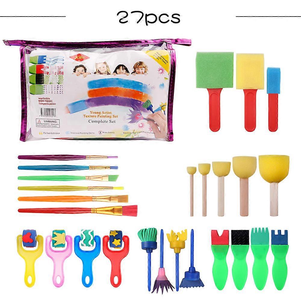 30pcs Kids Sponge Paint Brushes Kits Sponge Drawing Brushes Kits for Children Early DIY Learning