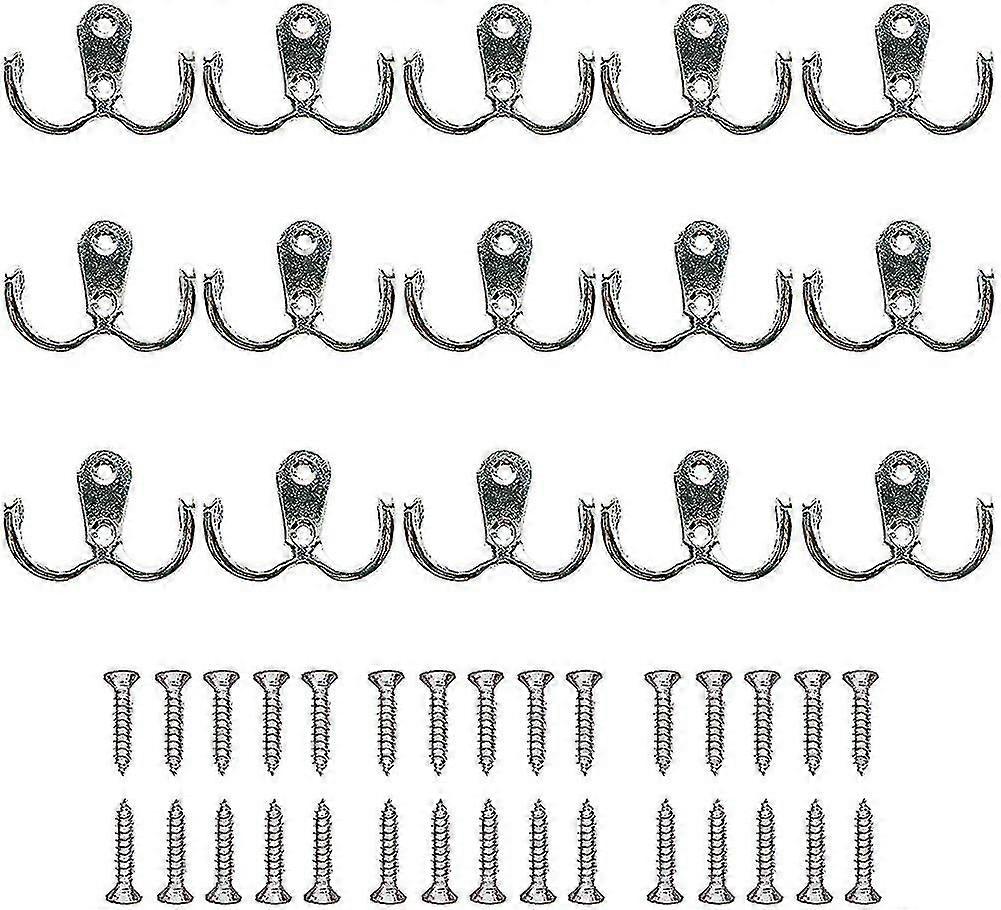 Coat Hook, 15 Pieces Double Metal Hooks And Hooks Storage With Screws For