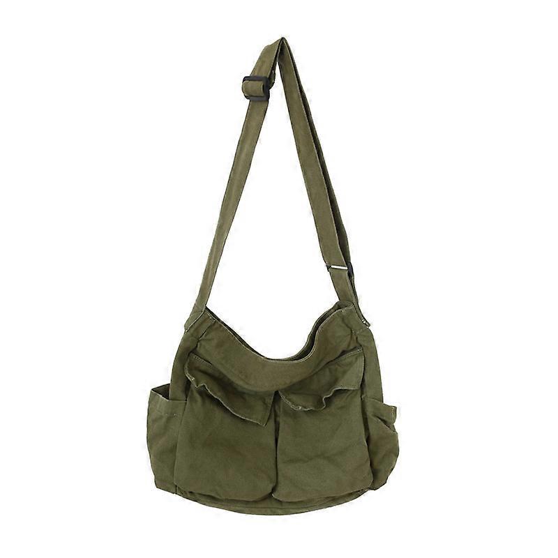 Canvas Messenger Bag Large Crossbody with Multiple Pockets