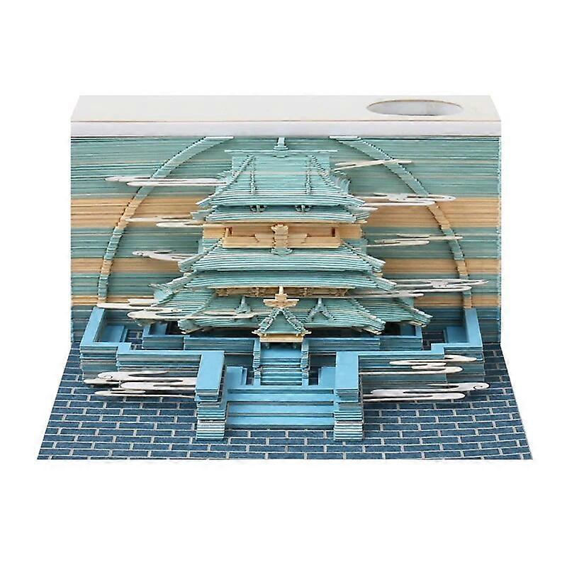 Omoshiroi Block Mini 3D Notizblock Tempel 3D Memo Kalender 2023 155Blatt Led Notizblöcke 3D Notiz Papier Schnitzen Modell Geburtstagsgeschenke