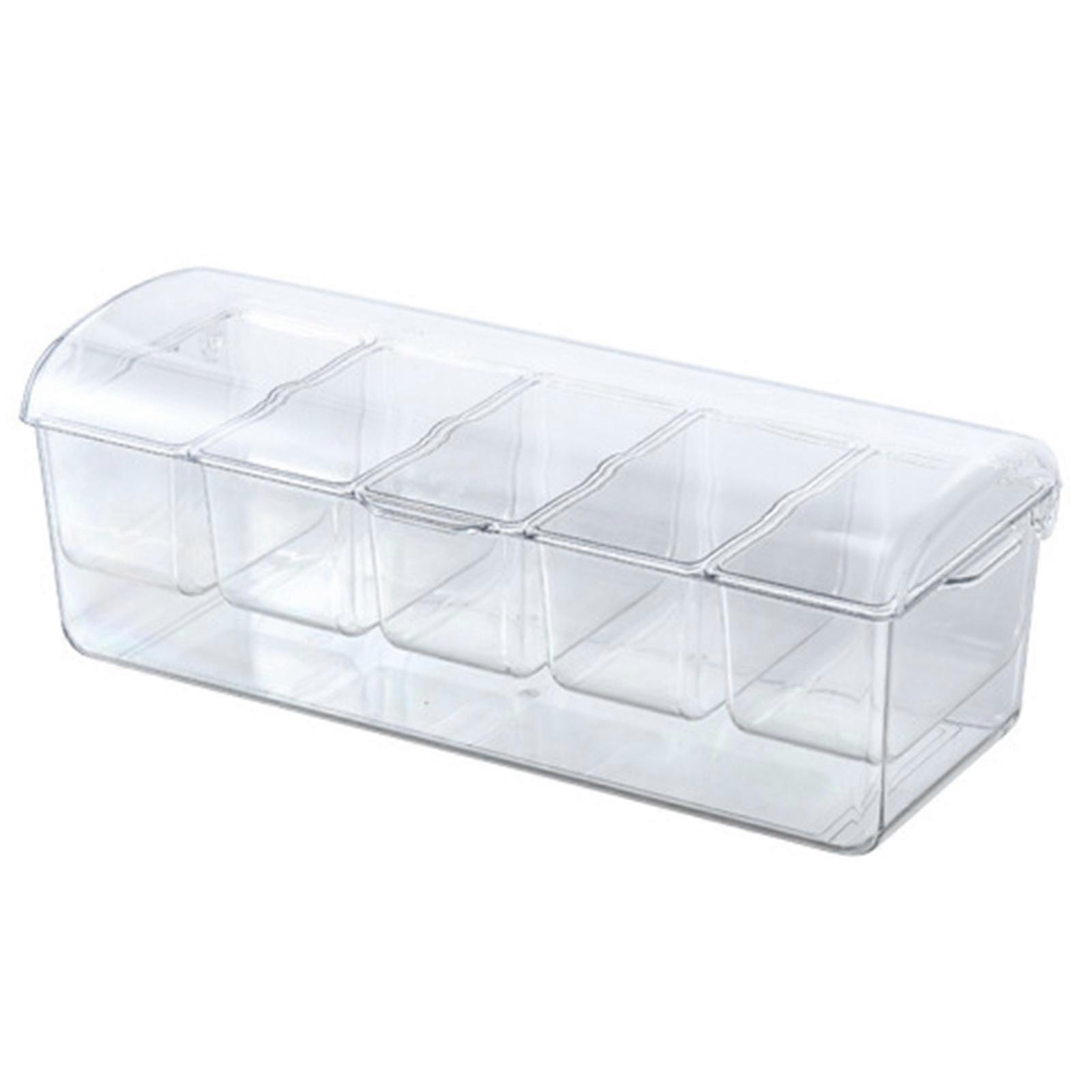 Fridge Fruit Box with Ice Stoarge Space Transparent Lid 5 Compartments Salad Fruit Vegetable Preservation Container Picnic Spice Case Ice Chilled Cadd