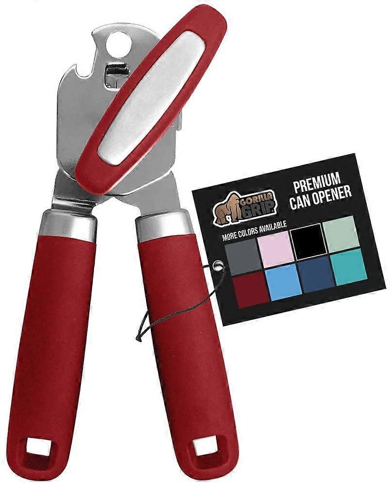 Manual Can Opener, Handheld Comfortable Grip, Oversized Easy Turn Knob, Built in Bottle Opener, Hangs for Convenient Kitchen Storage, Blades Easily Op