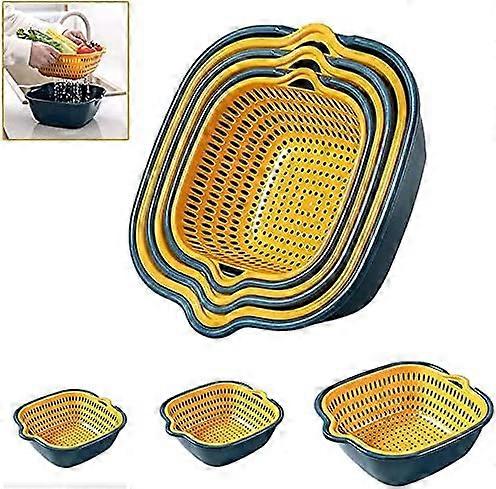 6 Pack Collapsible Plastic Kitchen Sink Colander Double Layer and Basket Strainer Stackable Set