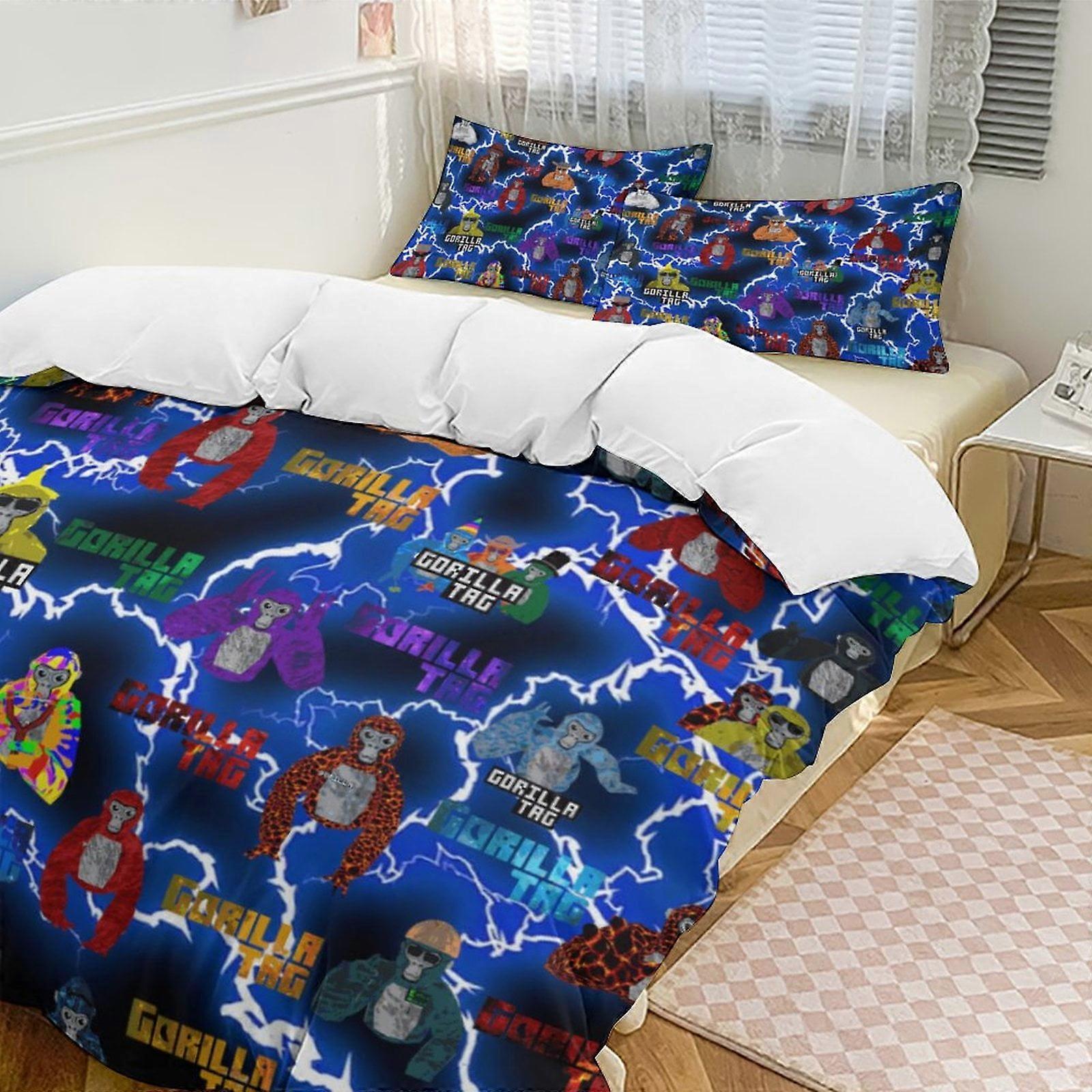 v2144 Lakan Sängkläder Spel Gorilla Tag 3-delat sängkläder Set Mjukt varmt och bekvämt sängset med 1 påslakan och 2 örngott Lakan yuq2