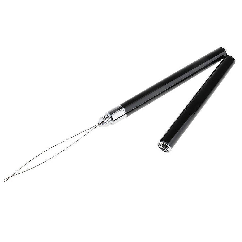 2 in 1 Loop Hook Pulling Needle Threader Hair Extension Wig Crochet Silver