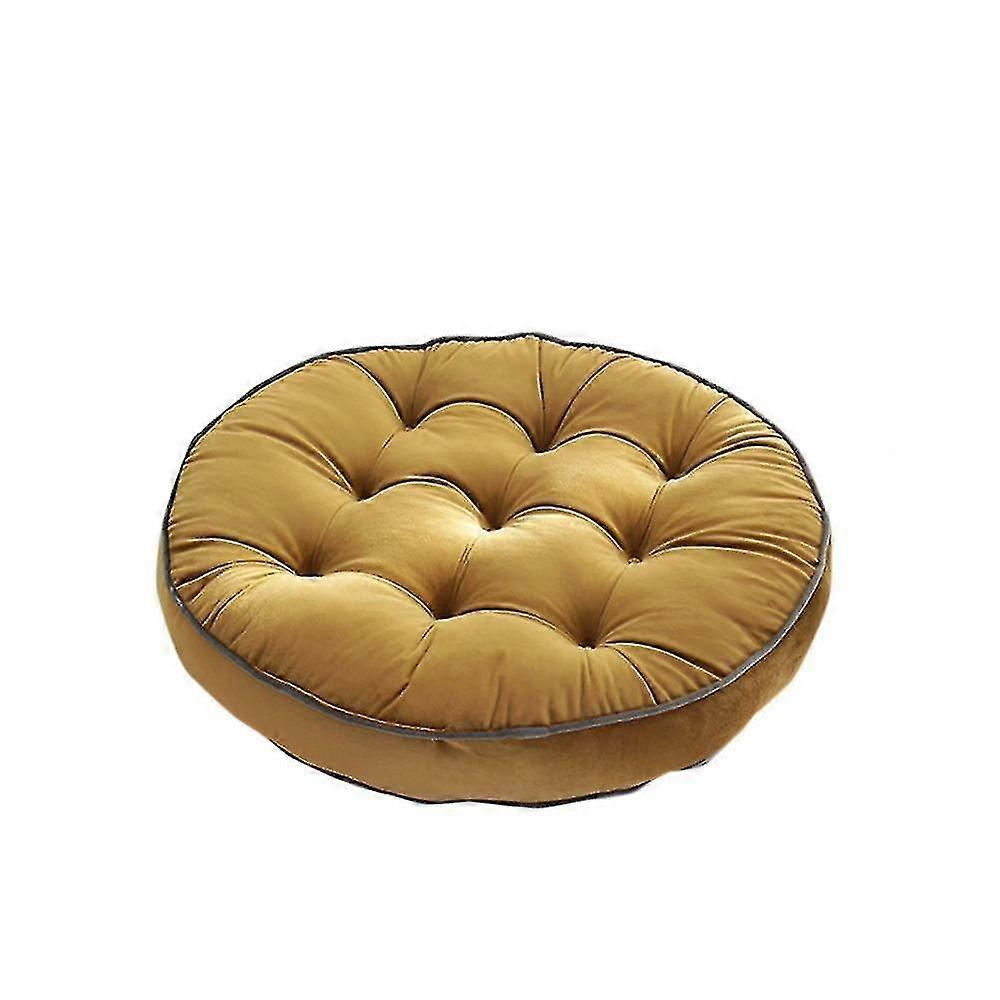 Pure Color Simple Dutch Velvet Round Cushion(58x58cm)(Yellow)
