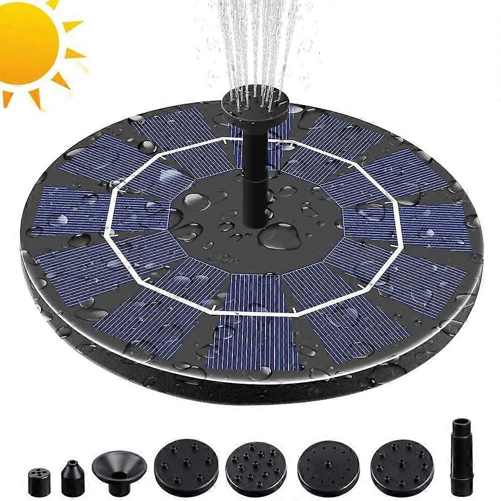 3.0W Solar Fountain Pump for Bird Bath with 3.7V 1200mAh Battery Backup  Free Standing Portable Floating Solar Powered Water Fountain Pump for Garden 