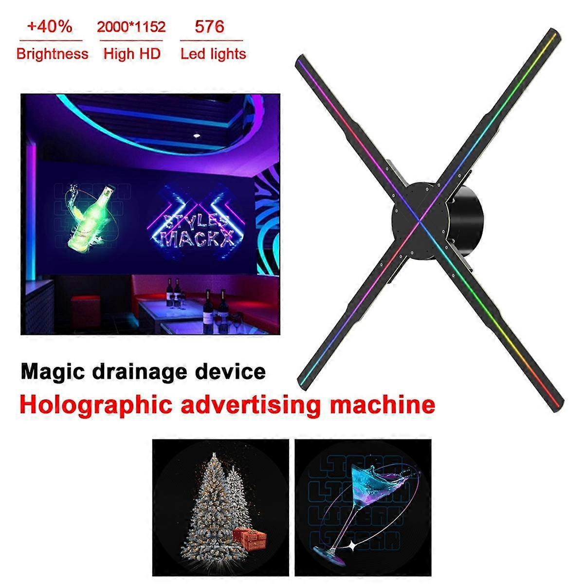 WiFi 3D Holographic Projector 576LED APP Control Holographic Player Fan for Image Video Store Advertising Display UKPlug