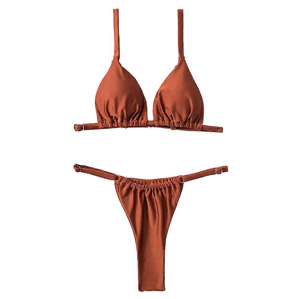 Bikini suit Women's solid color Suspender triangle tie edge bikini swimsuit