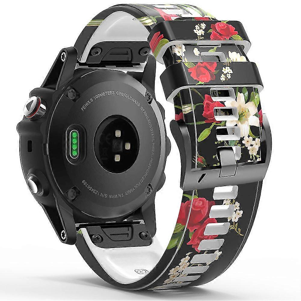 For Garmin Forerunner 965 / 955 / 945 / 935 Quick Release Watch Band Silicone Printed Pattern Replacement Strap - Style A