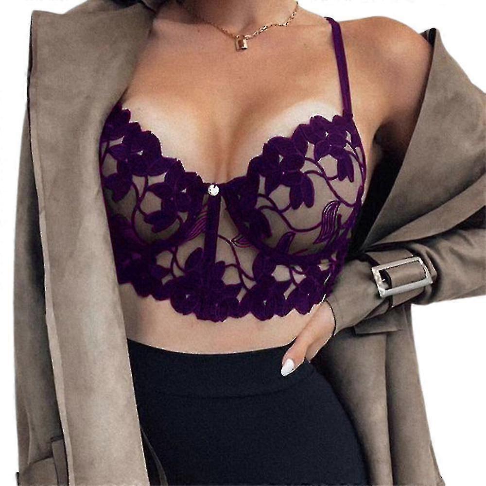 النساء السيدات الدانتيل المحاصيل حمالة الصدر Bustier Bralette انظر من خلال الملابس الداخلية الملابس الداخلية