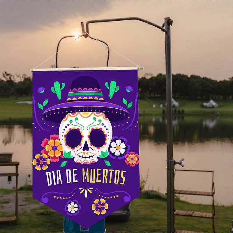 ハロウィーンの庭の旗の装飾、怖いラテアートの旗の雰囲気の吊り下げフラグ11.8インチ* 17.7インチ、ハロウィーンのホラーの夜、パーティーの装飾(su