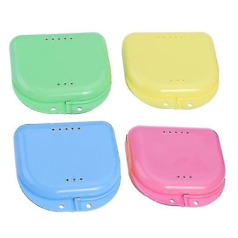 4pcs Retainer Cases Orthodontics Storage Boxes Denture Cases (random Color)