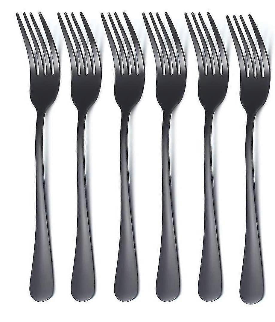 Ensemble de 6 fourchettes à table en titane noir de 8,17 po, acier inoxydable
