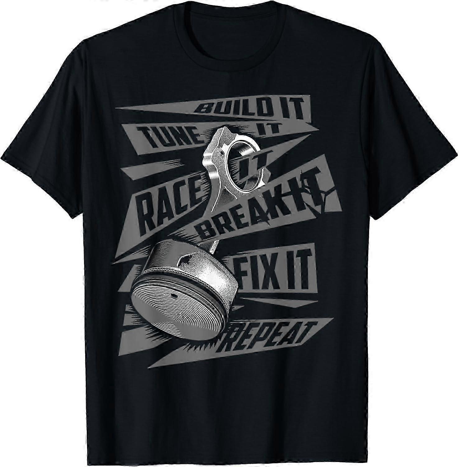 Grappig Bouw het Tune It Race It Break It Fix It Repeat Shirt Retro trendy materiaal