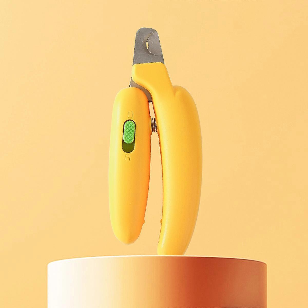 1pc Banana-Shaped Mini Pet Nail Clipper, Stainless Steel, Safe Lock with Spring Guard, Rounded Edge for Small Cats and Dogs Grooming