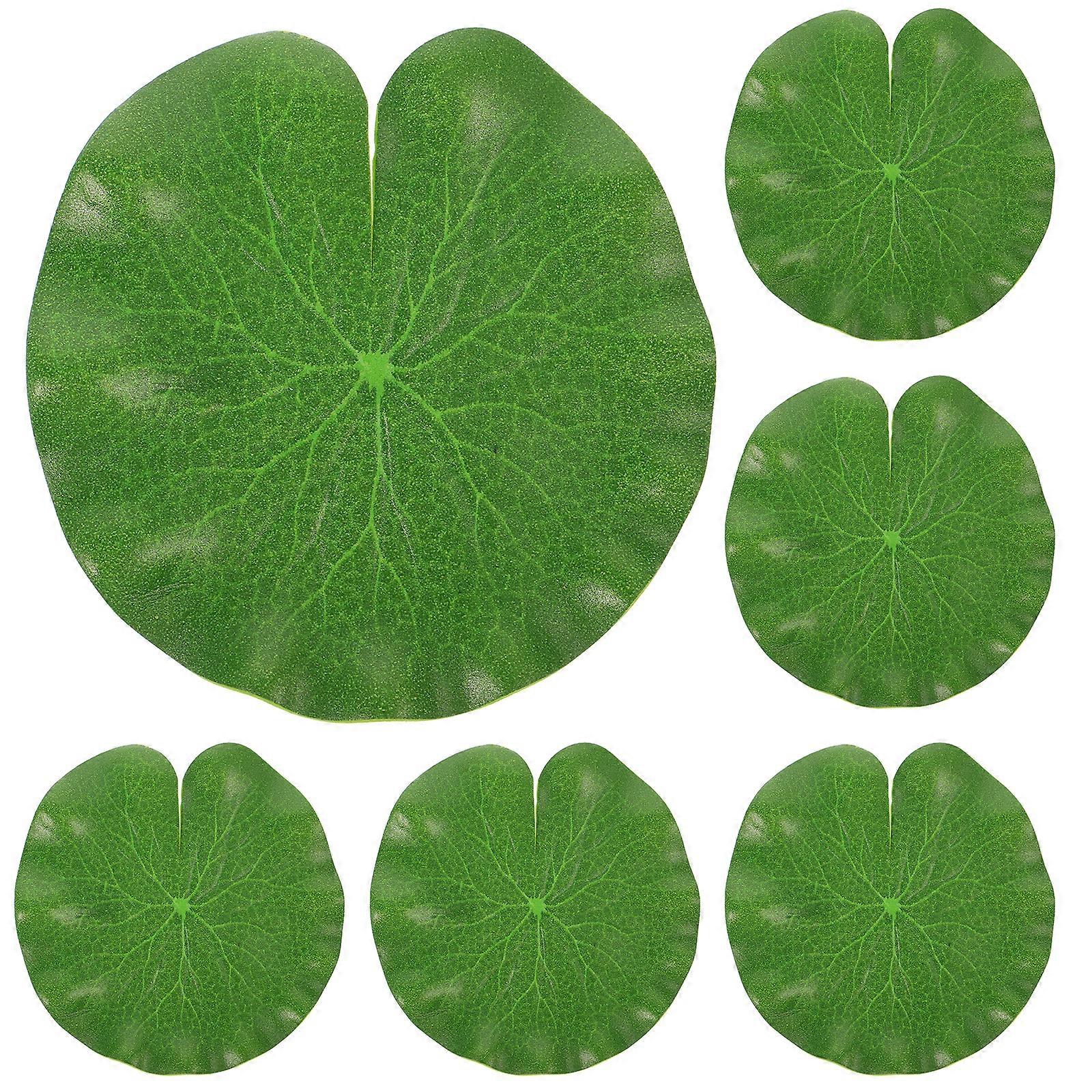 6 Pcs PU Simulation Lotus Leaves Artificial Floating Lotus Leaves Fish Tank Pond Decoration Artificial Foliage (10cm, Green)