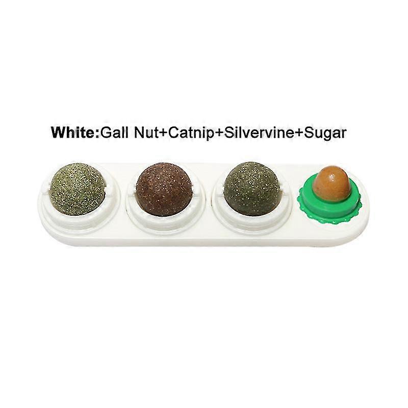 4Pcs Catnip Ball Set Cat Treat Toys Snack Self-Adhesive Rotated Catnip Ball Cats Wall Mount Molar Teething Toy For Cats Ball